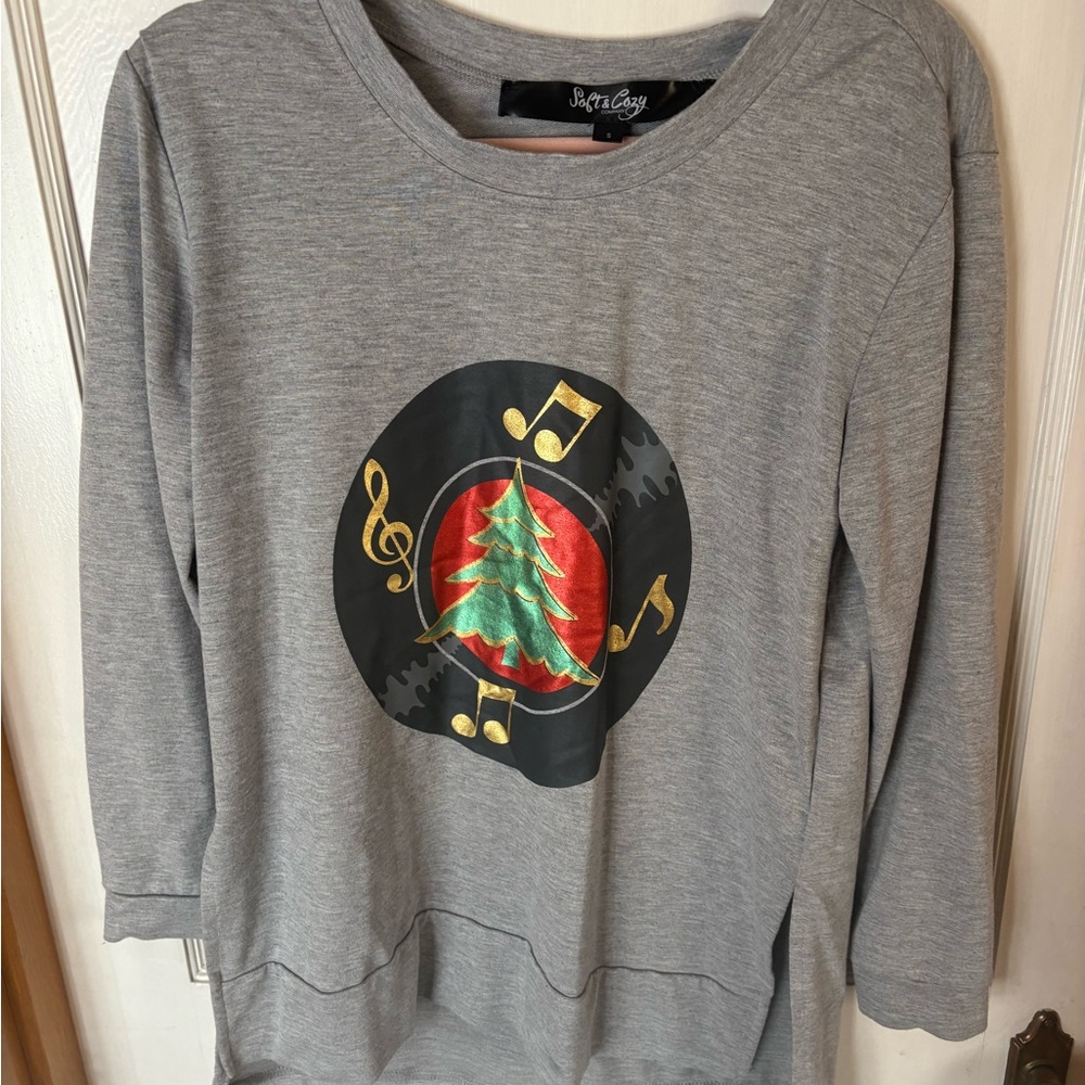 Gray Christmas Music Note Sweatshirt